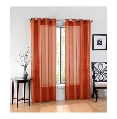 GoodGram Basic Home Grommet Top Single Sheer Window Curtain Panel - 52 in. W x 63 L, Spice