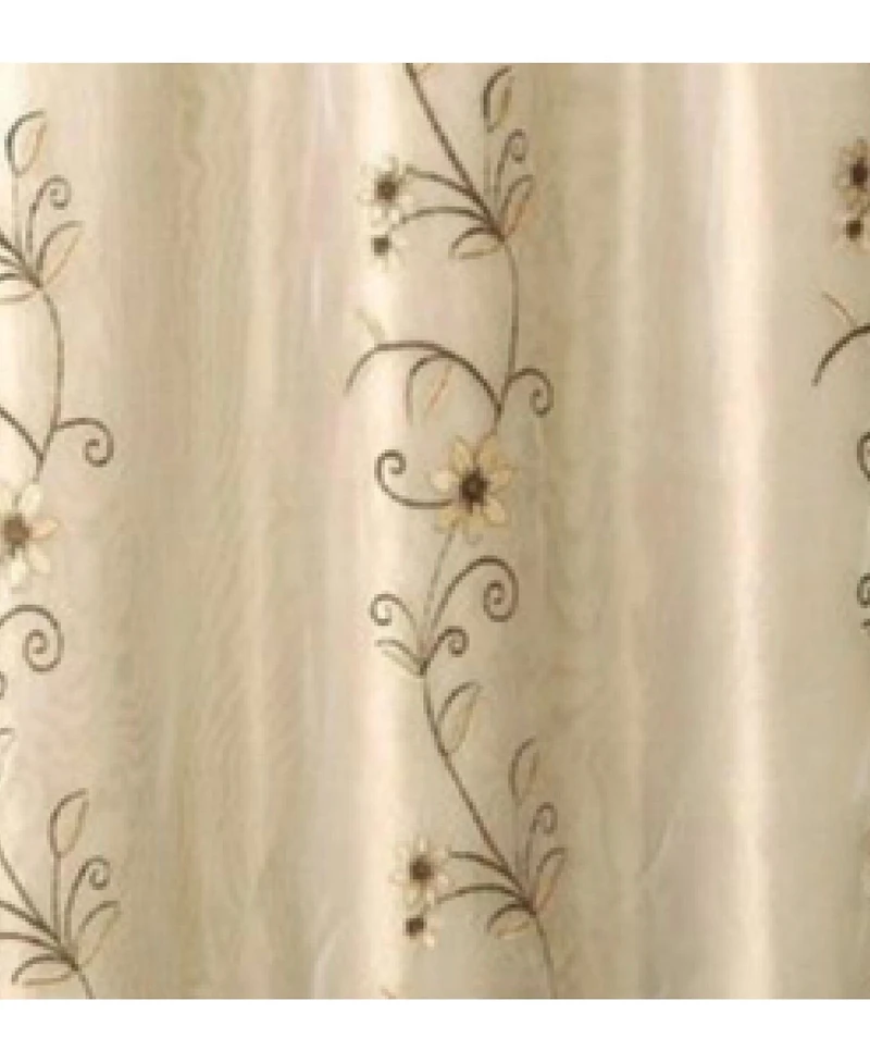 GoodGram Daphne Embroidered Kitchen Curtain Set - 56 in. W x 36 in. L, Beige/Gold