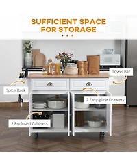 Halifax North America White Kitchen Helper: Rolling Island Cart with Drop-Leaf Top