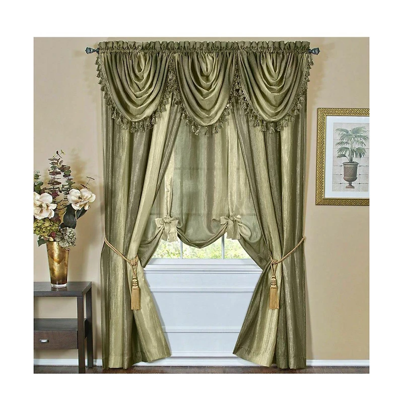 GoodGram Royal Ombre Crushed Semi Sheer Tie Up Single Window Curtain Shade - 50 in. W x 63 L