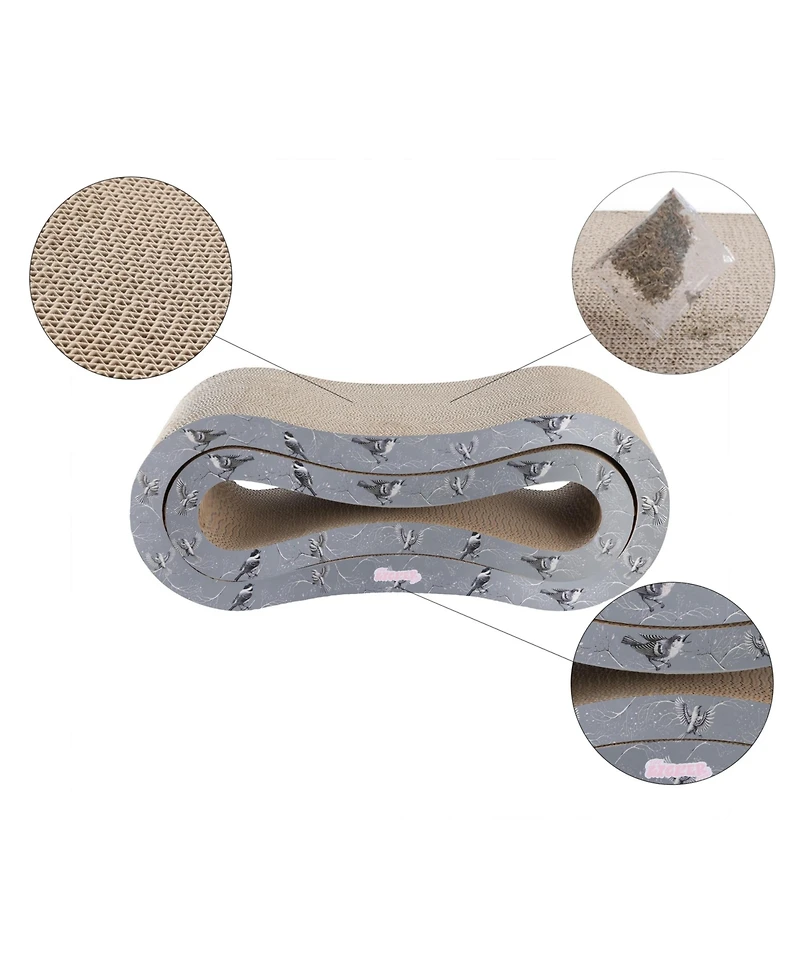 The Licker Store Suvi 26" Modern Cardboard Infinity 2-in-1 Lounge Bed Cat Scratcher with Catnip