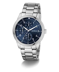 Guess Men's Silver Tone Multi-function Watch, 44mm