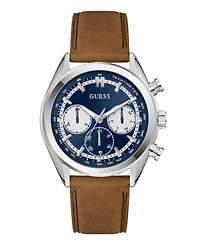 Guess Men's Brown Silver Tone Multi-function Watch, 44mm