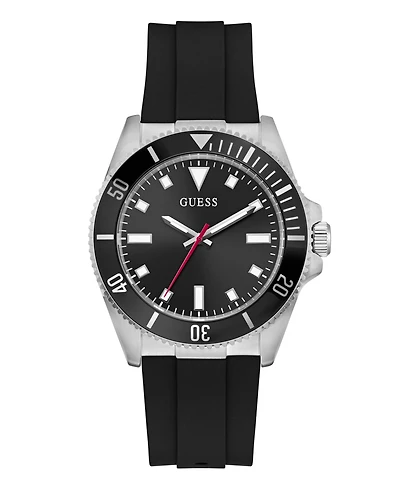 Guess Men's Black Silver Tone Analog Watch, 41mm