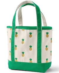 Lands' End Medium Embroidered 5 Pocket Open Top Canvas Tote Bag