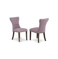 East West Furniture 5-Pc Dining Room Set- 4 Parson Dining Chairs with Dahlia Linen Fabric Seat and Button Tufted Chair Back