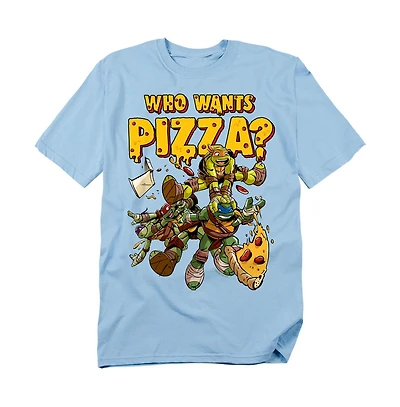 Logovision Men's Teenage Mutant Ninja Turtles Who Wants Pizza T-Shirt