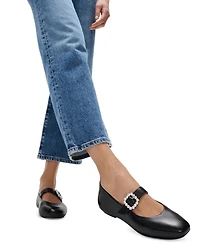 FitFlop Women's Delicato Crystal-Buckle Metallic-Leather Mary Jane Flats