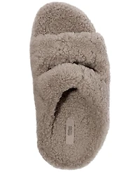 FitFlop Women's Shuv Curly Faux-Shearling Two-Bar Wedge Slide Sandals