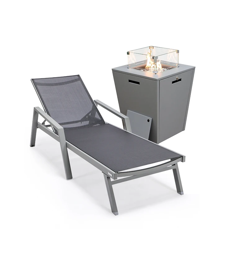 LeisureMod Aluminum Outdoor Patio Chaise Lounge Chair With Arms