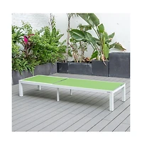 LeisureMod Marlin Patio Chaise Lounge Chair With White Aluminum Frame