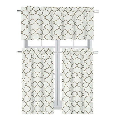 Kate Aurora Living Shabby Trellis 3 Piece Cafe Kitchen Curtain Tier And Valance Set