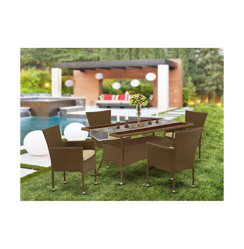 East West Furniture Wicker Patio Set Brow