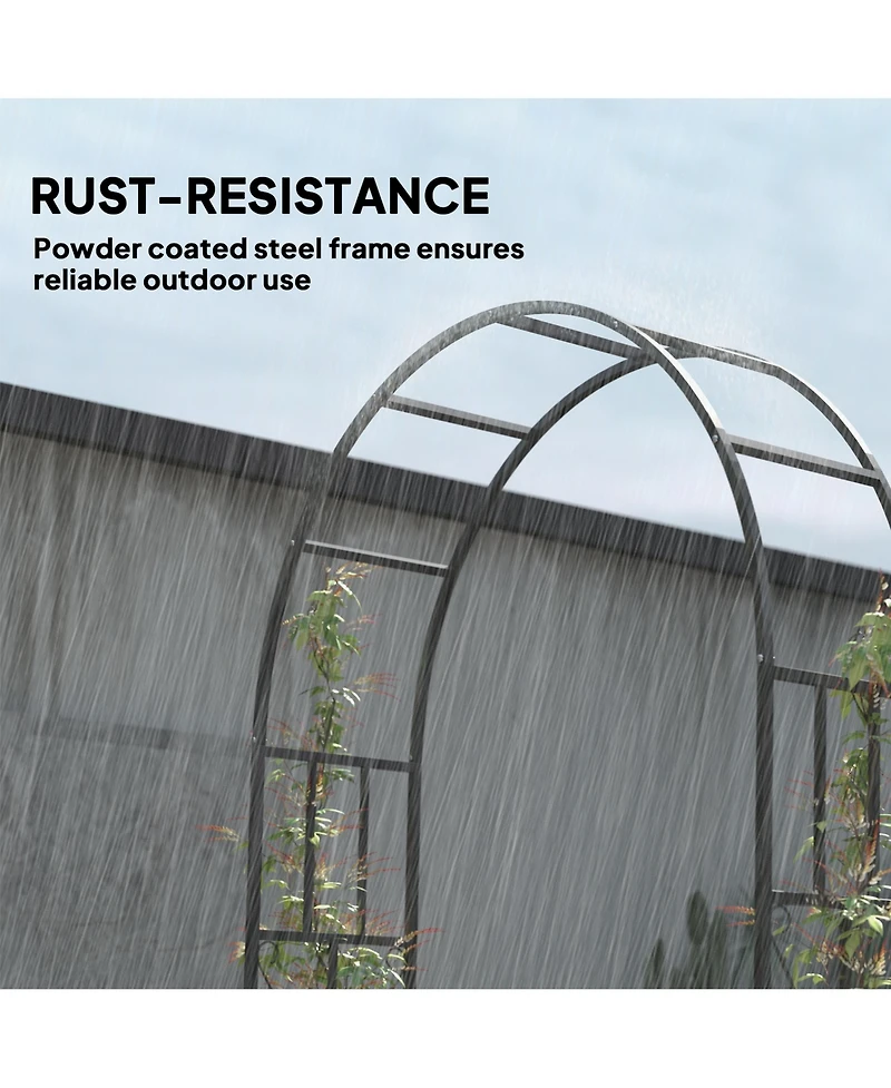 Outsunny 7.3ft Steel Garden Arch Trellis, Garden Arbor for Climbing Plants