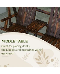 Outsunny Wooden Porch Swing with Sd with Center Table Patio Swing Chair