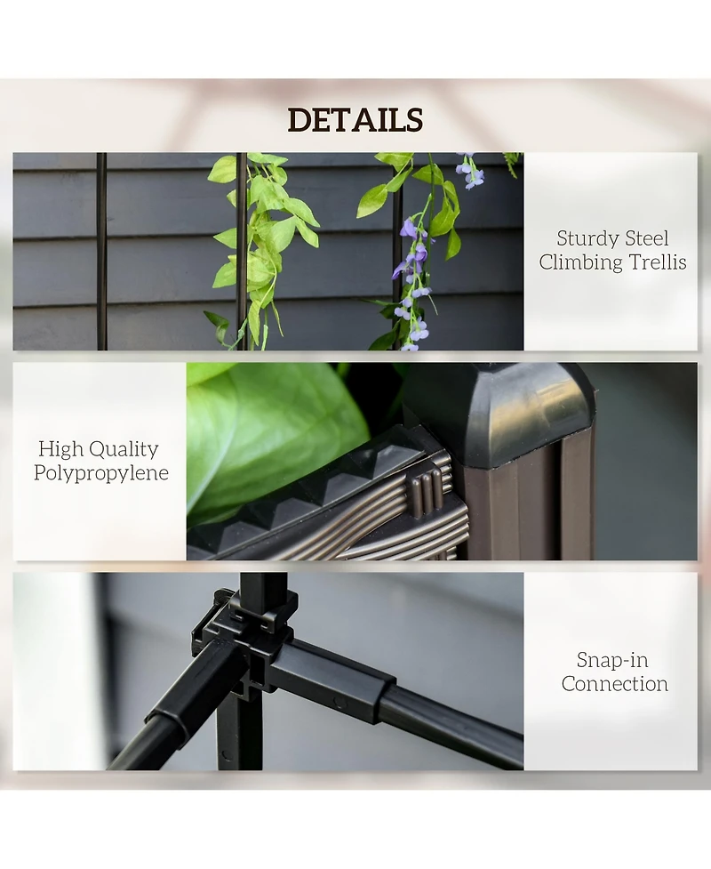 Outsunny 16" x 16" Garden Bed & Trellis Plant Sd w/ Self-Watering Disk