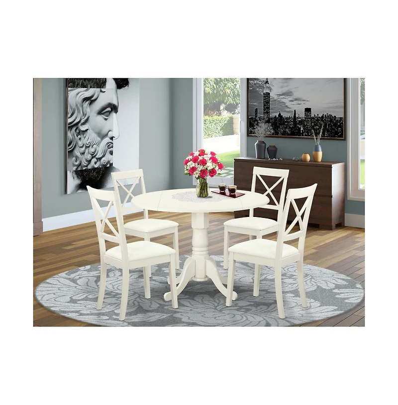 East West Furniture Dining Room Set Linen White