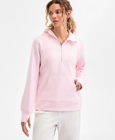 Id Ideology Women's Relaxed Quilted Half-Zip Hoodie, Macy's Exclusive