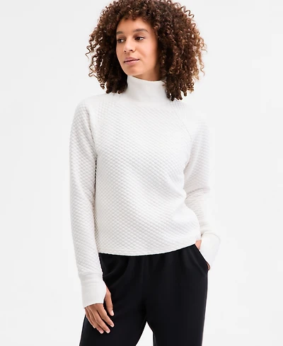Id Ideology Women's Relaxed Quilted Mock-Neck Sweater, Macy's Exclusive