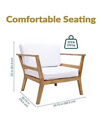 Bodie Acacia Wood Patio Armchair with Bone White Cushions