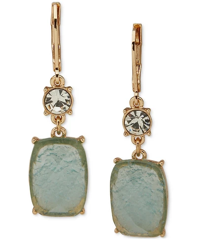 Anne Klein Gold-Tone Aqua Stone Drop Earrings