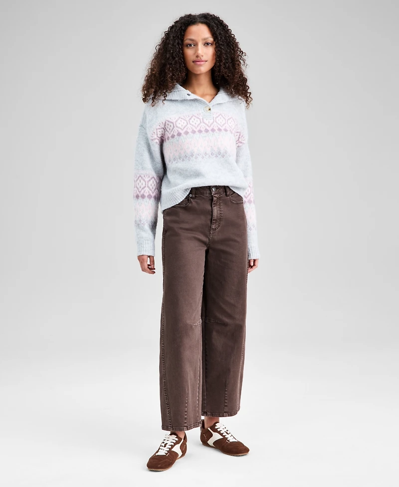 And Now This Women's High-Rise Washed Barrel-Leg Jeans, Exclusively at Macy's