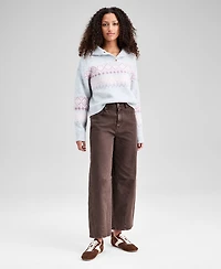 And Now This Women's High-Rise Washed Barrel-Leg Jeans, Exclusively at Macy's