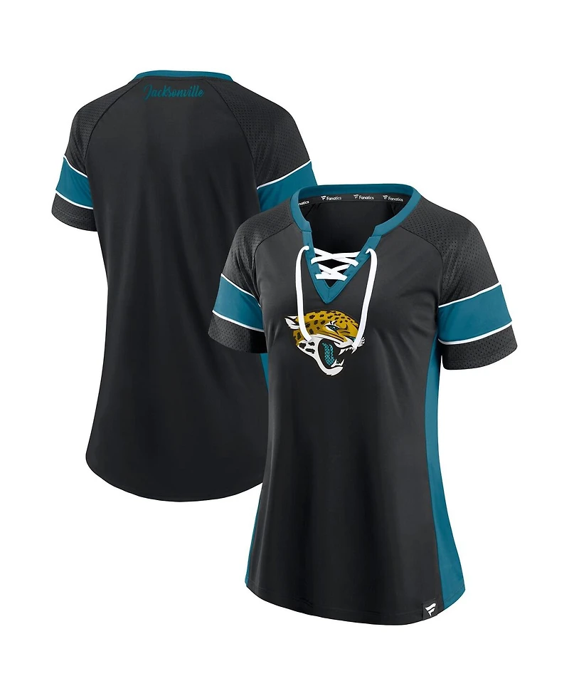 Fanatics Women's Black Jacksonville Jaguars Athena Lace-Up Top