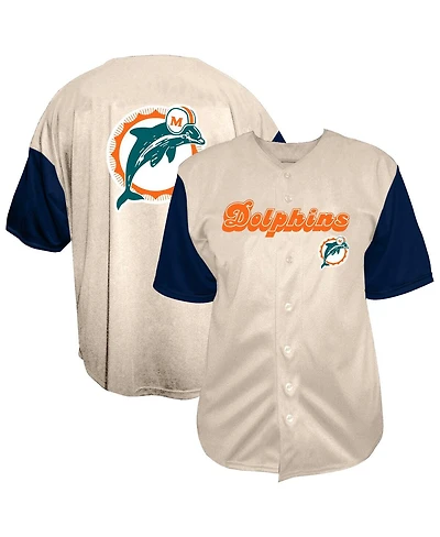 Fanatics Men's Cream Miami Dolphins Full-Button Short Sleeve T-Shirt