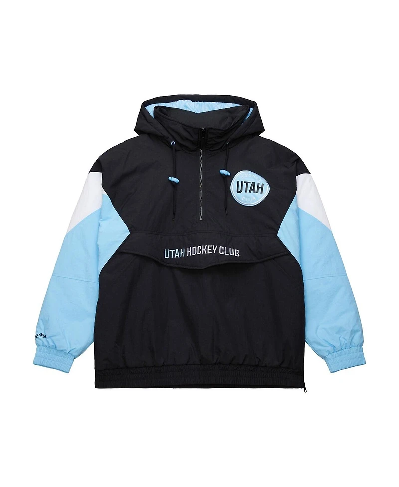 Mitchell & Ness Men's Black Utah Mammoth Retro Anorak Half-Zip Jacket
