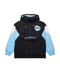 Mitchell & Ness Men's Black Utah Mammoth Retro Anorak Half-Zip Jacket