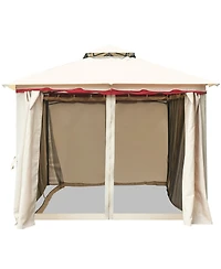 Gymax 13'x10'Outdoor Canopy Gazebo Art Steel Frame Party Patio Canopy Gazebo W/Netting