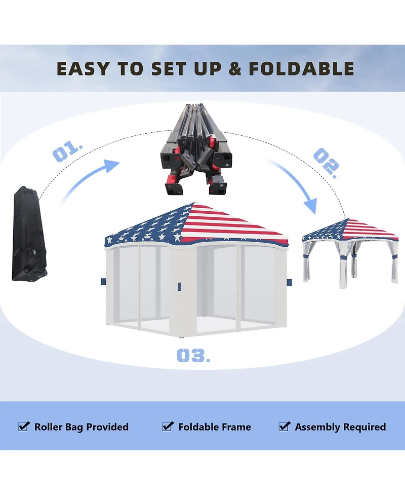 Outsunny 10' x 10' Pop Up Canopy Foldable Party Tent with