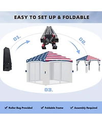 Outsunny 10' x 10' Pop Up Canopy Foldable Party Tent with