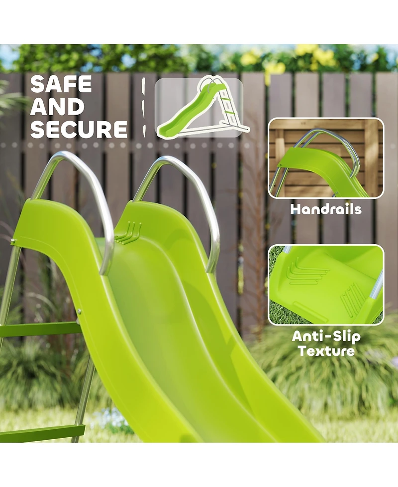 Qaba Outdoor Slide for Kids Ages 3-8, 5.7FT Freesding Wave Slide,