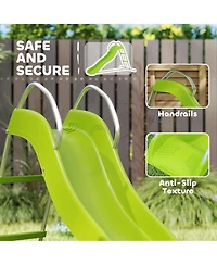 Qaba Outdoor Slide for Kids Ages 3-8, 5.7FT Freesding Wave Slide,