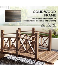 5 ft. Wood Garden Bridge with Safety Handrails Backyard Bridge,