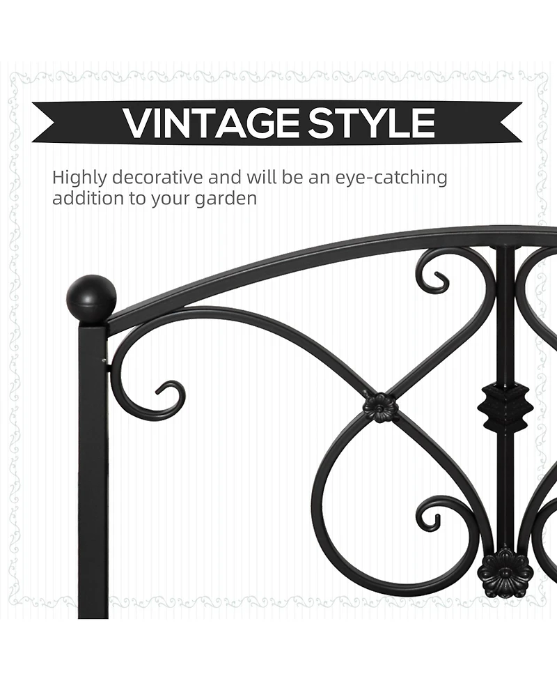 Outsunny Garden Bridge 3.3', Floral Pond Bridge with Safety Railings