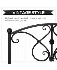 Outsunny Garden Bridge 3.3', Floral Pond Bridge with Safety Railings