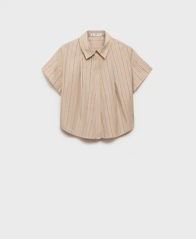 Mango Women's Short Sleeve Striped Shirt