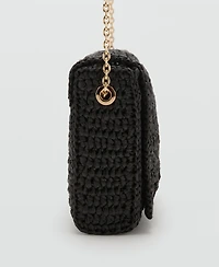Mango Women's Studs Natural Fiber Shoulder Bag
