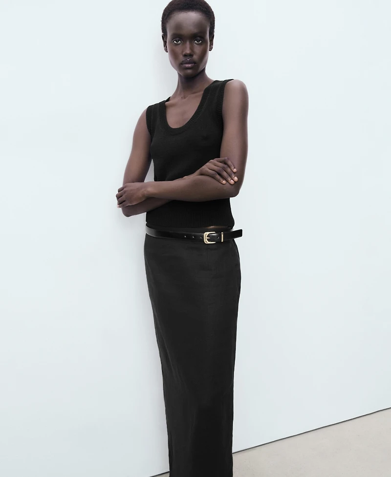Mango Women's Linen Pencil Skirt