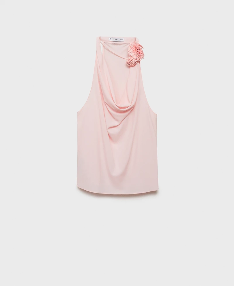 Mango Women's Flower Detail Draped Blouse