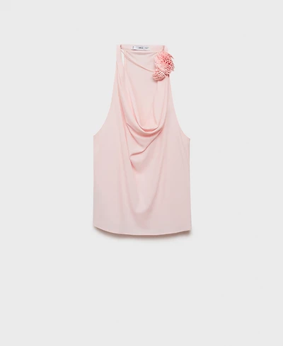 Mango Women's Flower Detail Draped Blouse