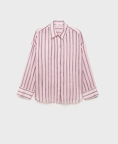 Mango Women's Striped Ramie Shirt