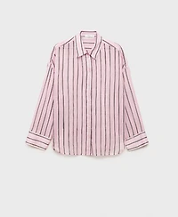 Mango Women's Striped Ramie Shirt