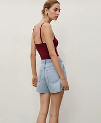 Mango Women's High-Waisted Straight-Fit Denim Shorts