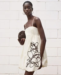 Mango Women's Balloon-Effect Embroidered Dress