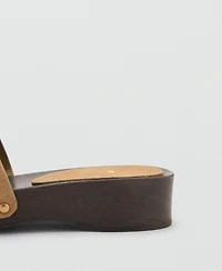 Mango Women's Wood Sole Suede Sandals