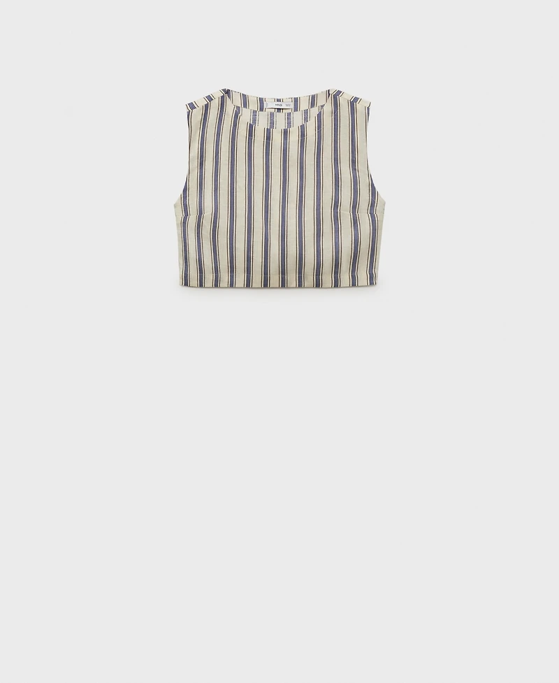 Mango Women's Striped Linen Top